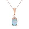 Thumbnail Image 1 of Oval-Cut Natural Opal & Diamond Accent Necklace 10K Rose Gold 18"