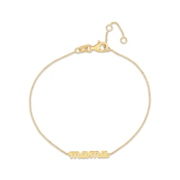 Cursive "Mama" Bracelet 14K Yellow Gold 8.25"