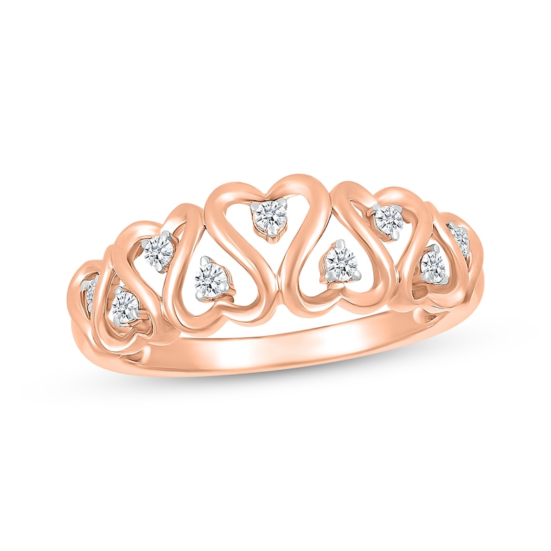 Main Image 1 of Diamond Heart Swirl Ring 1/8 ct tw 10K Rose Gold
