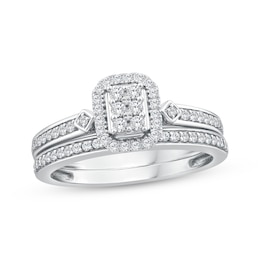 Adore Multi-Diamond Halo Bridal Set 1/3 ct tw 10K White Gold