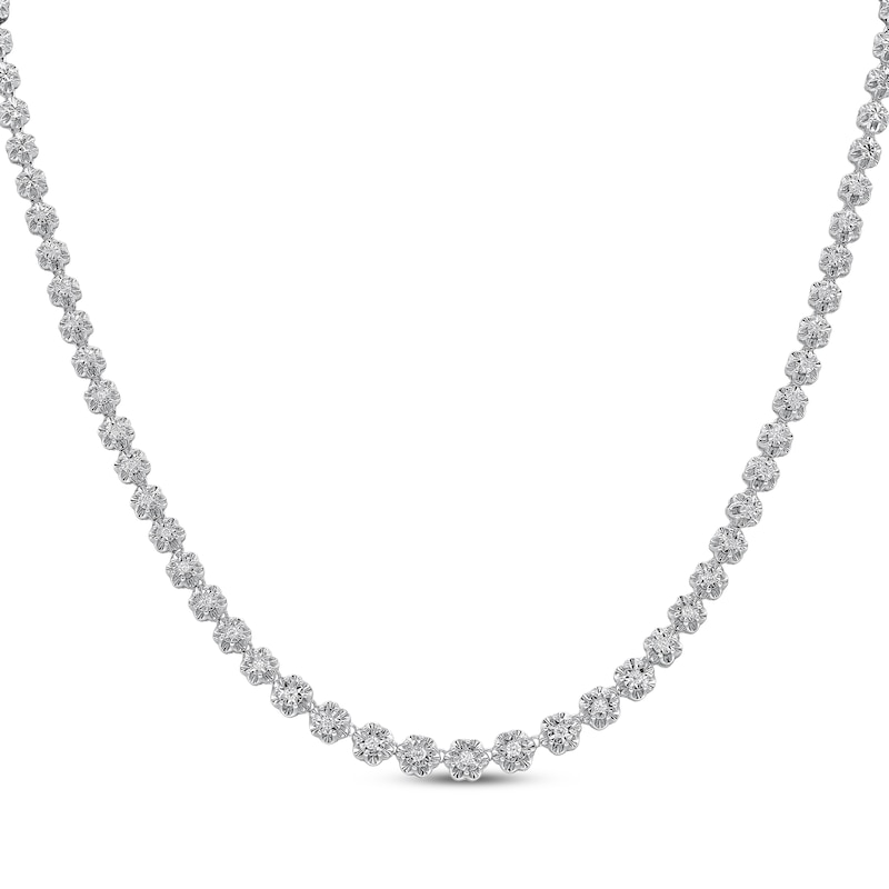 Main Image 1 of Diamond Flower Necklace 1/2 ct tw Sterling Silver 18"