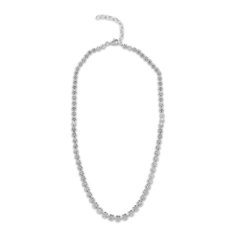 Main Image 2 of Diamond Flower Necklace 1/2 ct tw Sterling Silver 18"