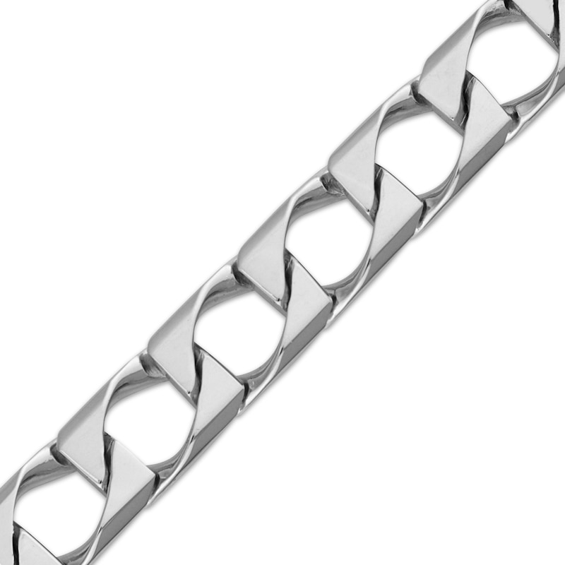 Main Image 2 of Diamond-Cut Square Curb Chain Bracelet Solid Sterling Silver 8.5"