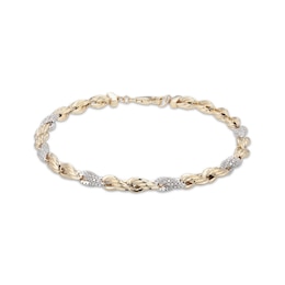KAY Lab-Grown Diamonds Men's Twist Link Bracelet 3/4 ct tw 10K Yellow Gold 8.5"