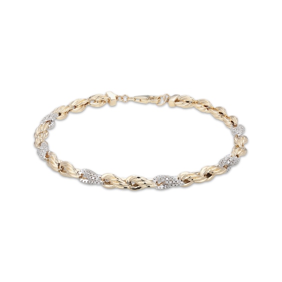 KAY Lab-Grown Diamonds Men's Twist Link Bracelet 3/4 ct tw 10K Yellow Gold 8.5"