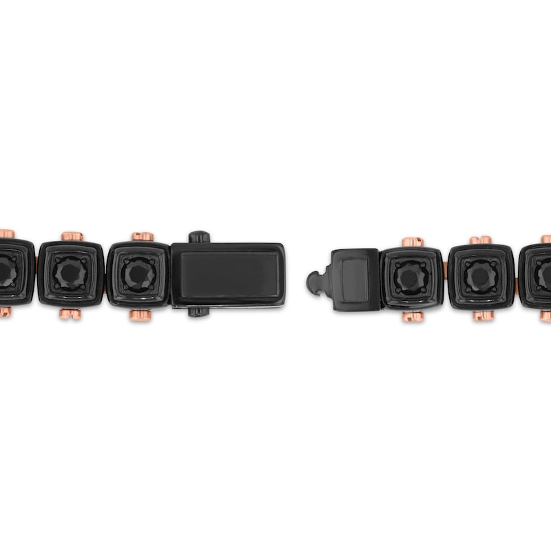 Main Image 3 of Men's Black Spinel Link Bracelet Black & Rose Stainless Steel 8.5"