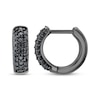 Thumbnail Image 1 of Men's Black Diamond Huggie Hoop Earrings 3/4 ct tw Black Rhodium-Plated Sterling Silver