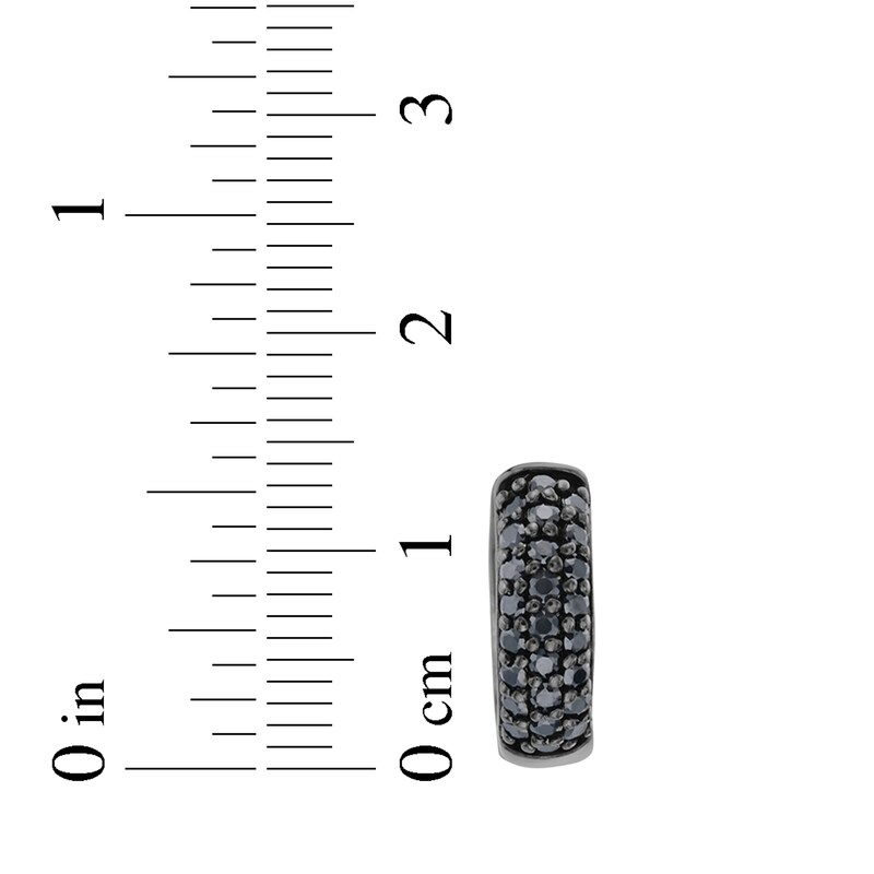 Main Image 4 of Men's Black Diamond Huggie Hoop Earrings 3/4 ct tw Black Rhodium-Plated Sterling Silver