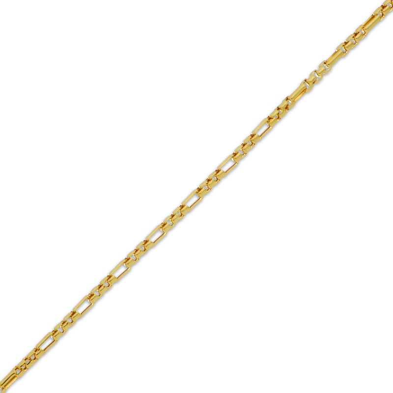 Main Image 2 of Diamond-Cut Short & Long Link Box Chain Bracelet 3.5mm Hollow 10K Yellow Gold 8.5"