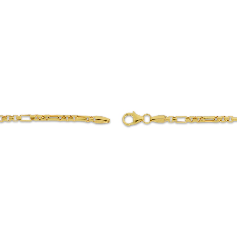 Main Image 3 of Diamond-Cut Short & Long Link Box Chain Bracelet 3.5mm Hollow 10K Yellow Gold 8.5"