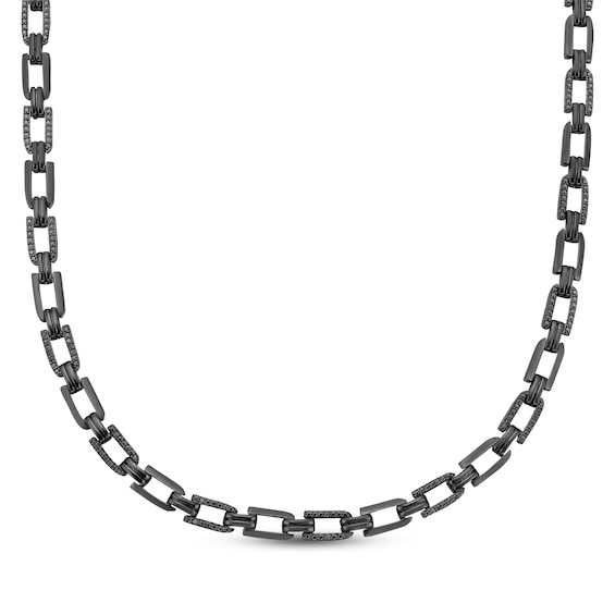 Men's Black Diamond Link Necklace 2 ct tw Black Rhodium-Plated Sterling Silver 22"