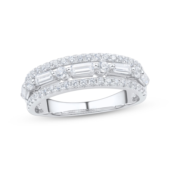 Adore Baguette & Round-Cut Diamond Three-Row Anniversary Ring 3/4 ct tw 10K White Gold