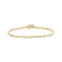 Diamond Three-Stone Link Bracelet 1/4 ct tw 10K Yellow Gold 7.25"