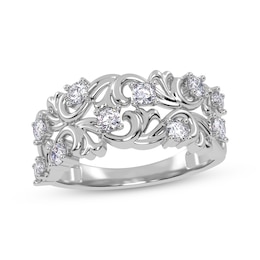 Diamond Baroque-Style Scroll Ring 1/2 ct tw 14K White Gold