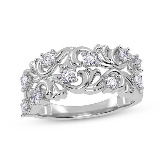 Diamond Baroque-Style Scroll Ring 1/2 ct tw 14K White Gold
