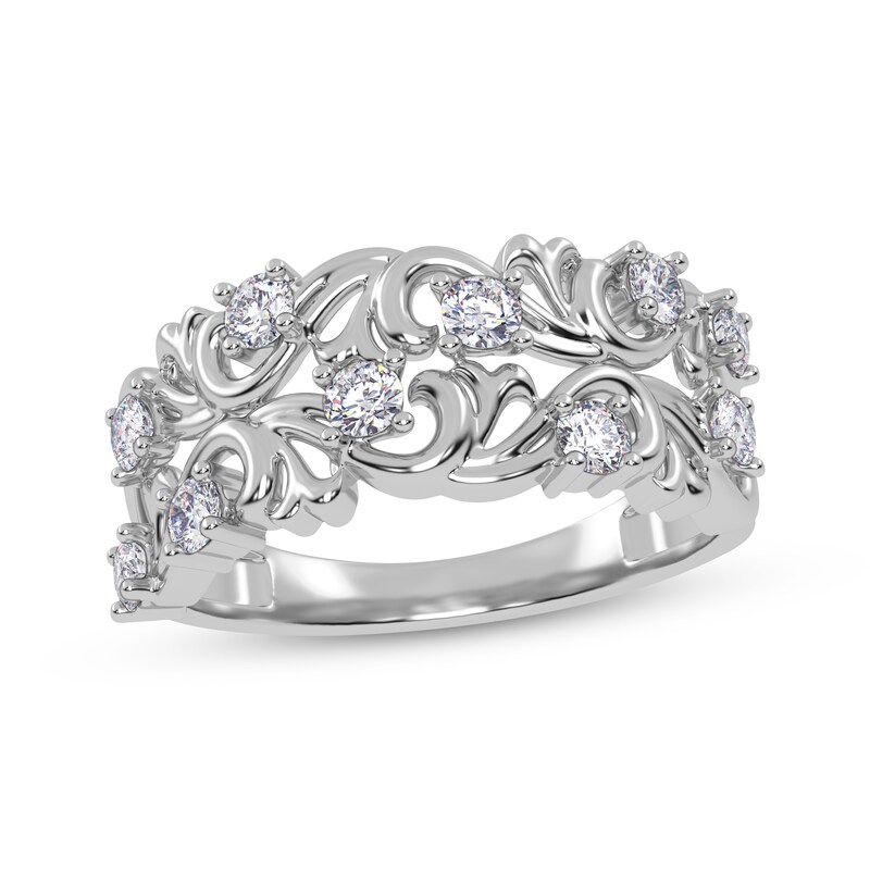 Main Image 1 of Diamond Baroque-Style Scroll Ring 1/2 ct tw 14K White Gold