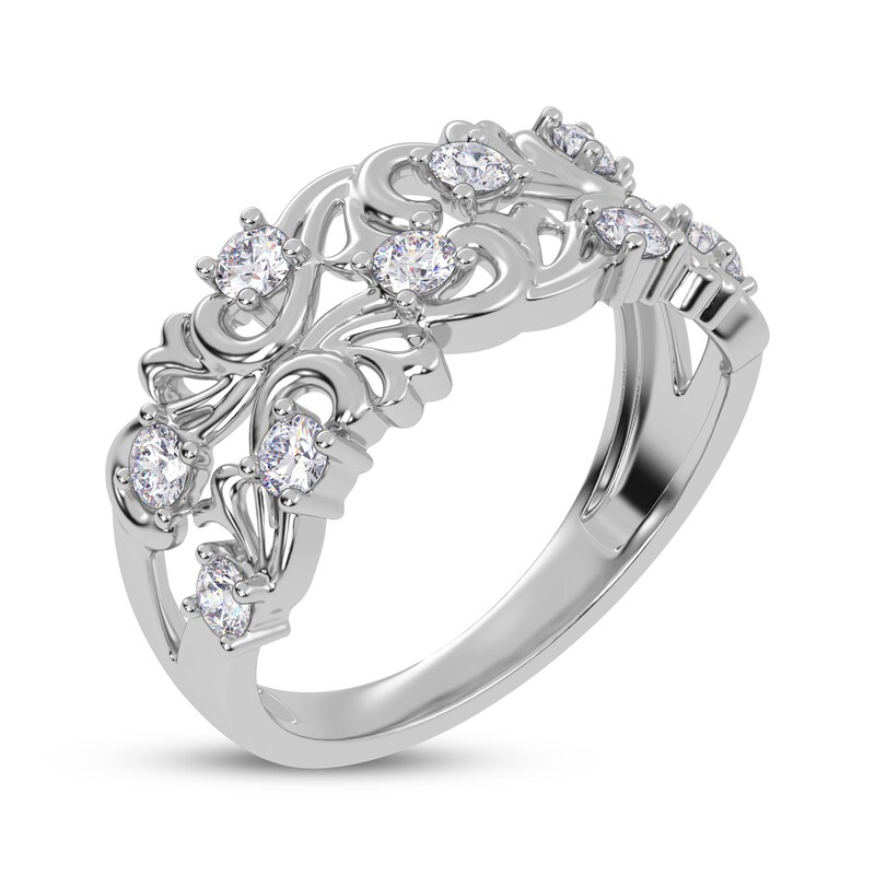 Main Image 2 of Diamond Baroque-Style Scroll Ring 1/2 ct tw 14K White Gold