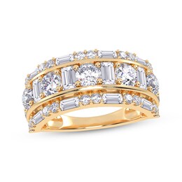 KAY Lab-Grown Diamonds Baguette & Round-Cut Three-Row Ring 2 ct tw 14K Yellow Gold