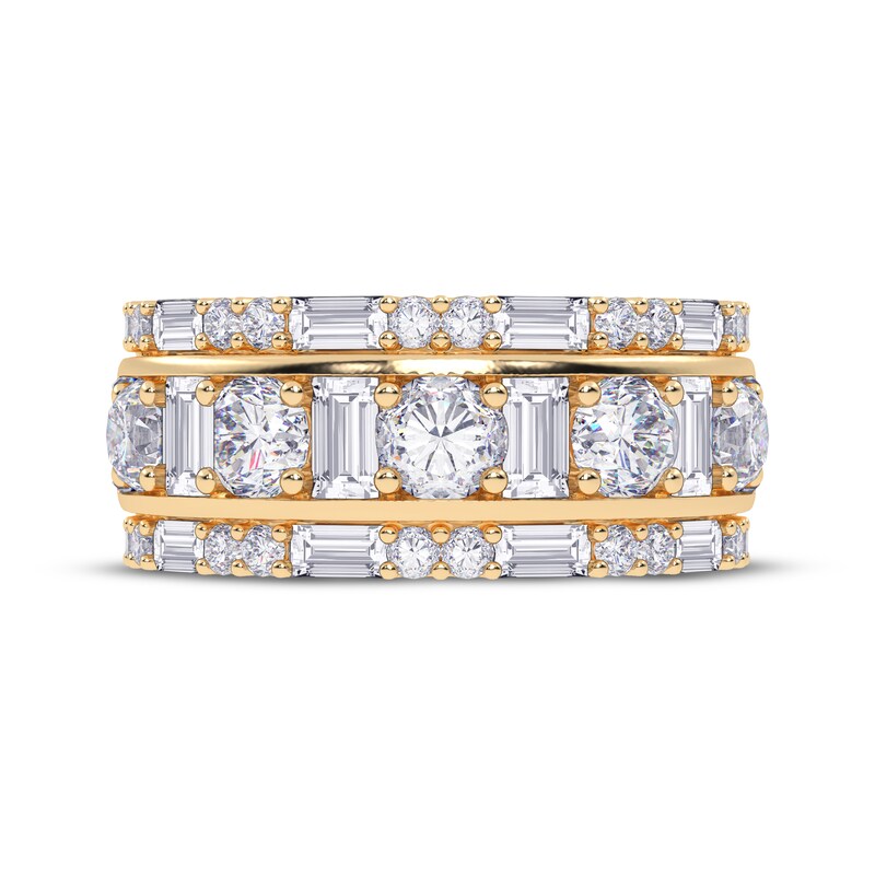 Main Image 3 of KAY Lab-Grown Diamonds Baguette & Round-Cut Three-Row Ring 2 ct tw 14K Yellow Gold