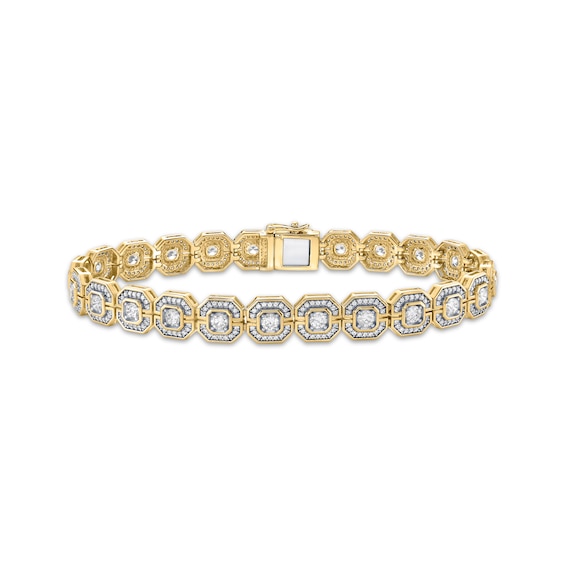 Men's KAY Lab-Grown Diamonds Octagon Link Bracelet 5 ct tw 10K Yellow Gold 8.5"