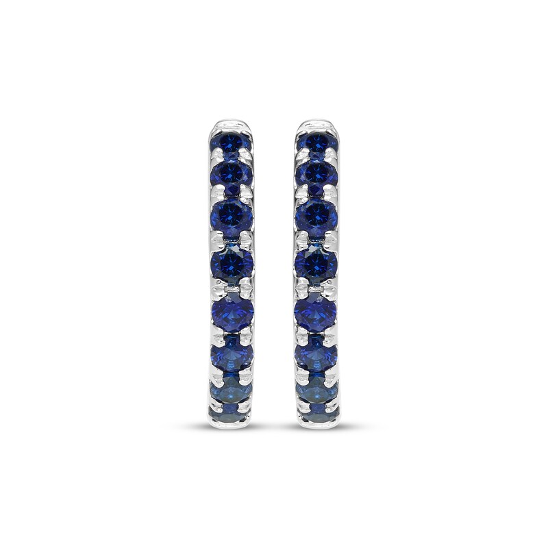Main Image 2 of Blue Lab-Created Sapphire Hoop Earrings Sterling Silver