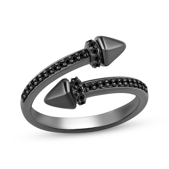 Ink & Ice Black Diamond Bypass Ring 1/5 ct tw Black Rhodium-Plated Sterling Silver
