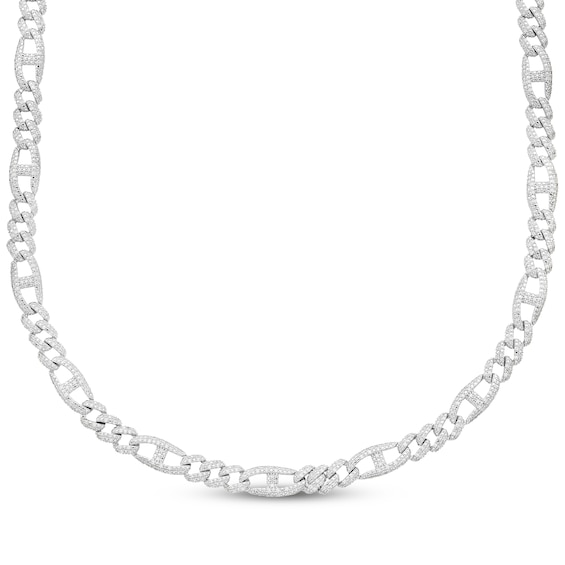 Men's Diamond Mariner & Curb Link Necklace 2-3/4 ct tw Sterling Silver 22"