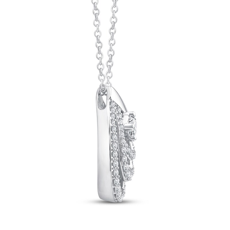 Main Image 3 of Diamond Layered Teardrop Necklace 1/2 ct tw 10K White Gold 17"
