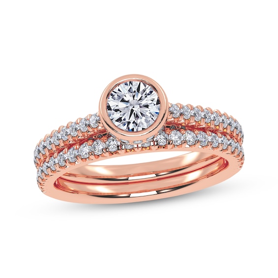 Adore Round-Cut Diamond Bezel-Set Bridal Set 1 ct tw 14K Rose Gold