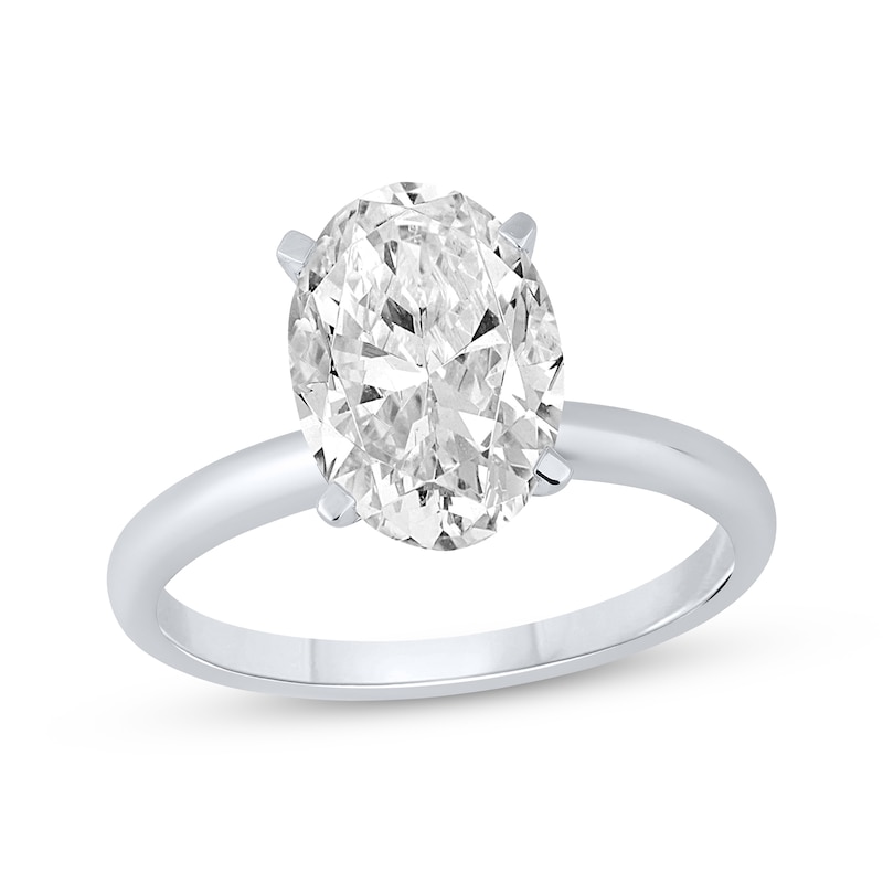 Main Image 1 of Oval-Cut Lab-Grown Diamond Solitaire Engagement Ring 2-1/2 ct tw 14K White Gold (I/SI2)