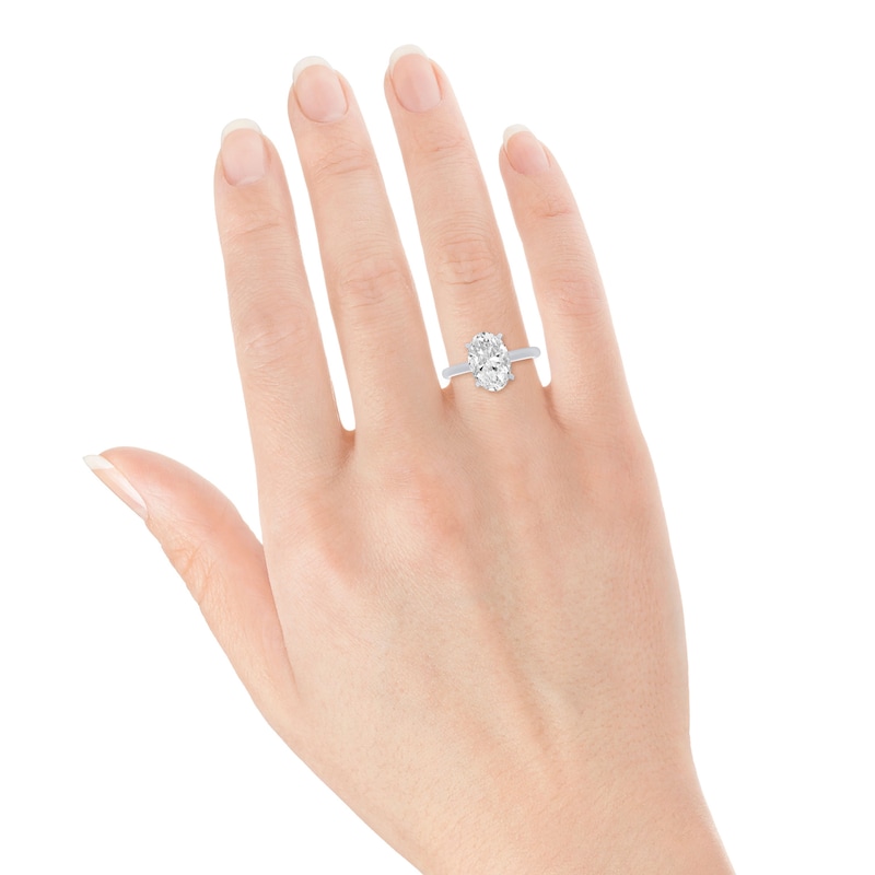 Main Image 4 of Oval-Cut Lab-Grown Diamond Solitaire Engagement Ring 2-1/2 ct tw 14K White Gold (I/SI2)