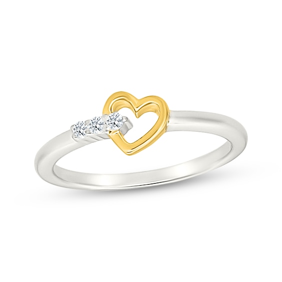 Diamond Open Heart Ring 1/20 ct tw Sterling Silver & 10K Yellow Gold