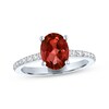 Thumbnail Image 1 of Oval-Cut Garnet & White Lab-Created Sapphire Ring Sterling Silver
