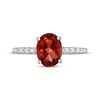 Thumbnail Image 3 of Oval-Cut Garnet & White Lab-Created Sapphire Ring Sterling Silver