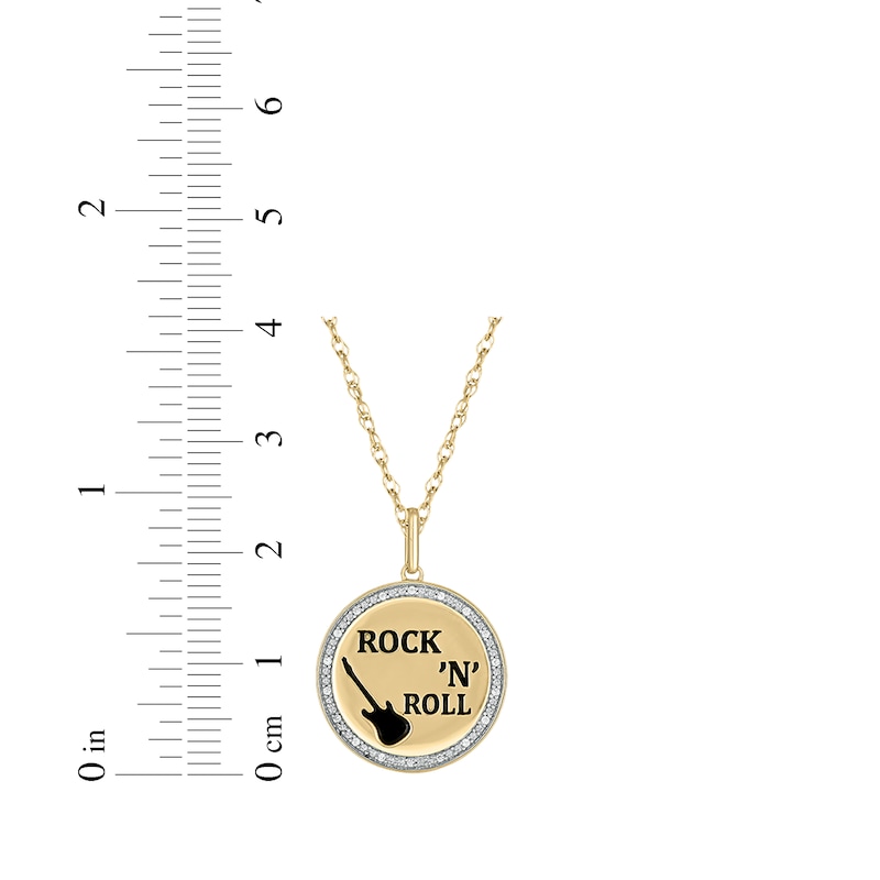 Main Image 3 of Diamond "Rock 'n' Roll" Guitar Necklace 1/20 ct tw 24K Yellow Gold Vermeil Sterling Silver 18"