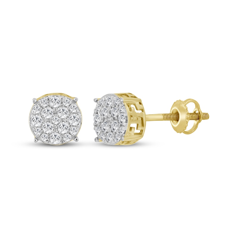 Main Image 1 of Men's Multi-Diamond Stud Earrings 1/4 ct tw 10K Yellow Gold