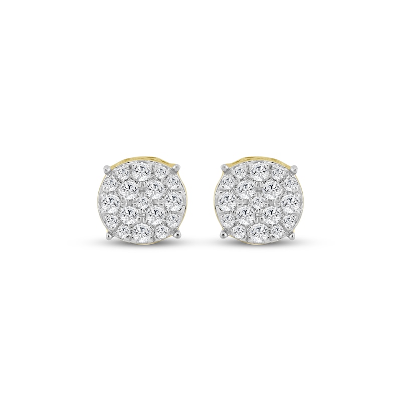 Main Image 2 of Men's Multi-Diamond Stud Earrings 1/4 ct tw 10K Yellow Gold