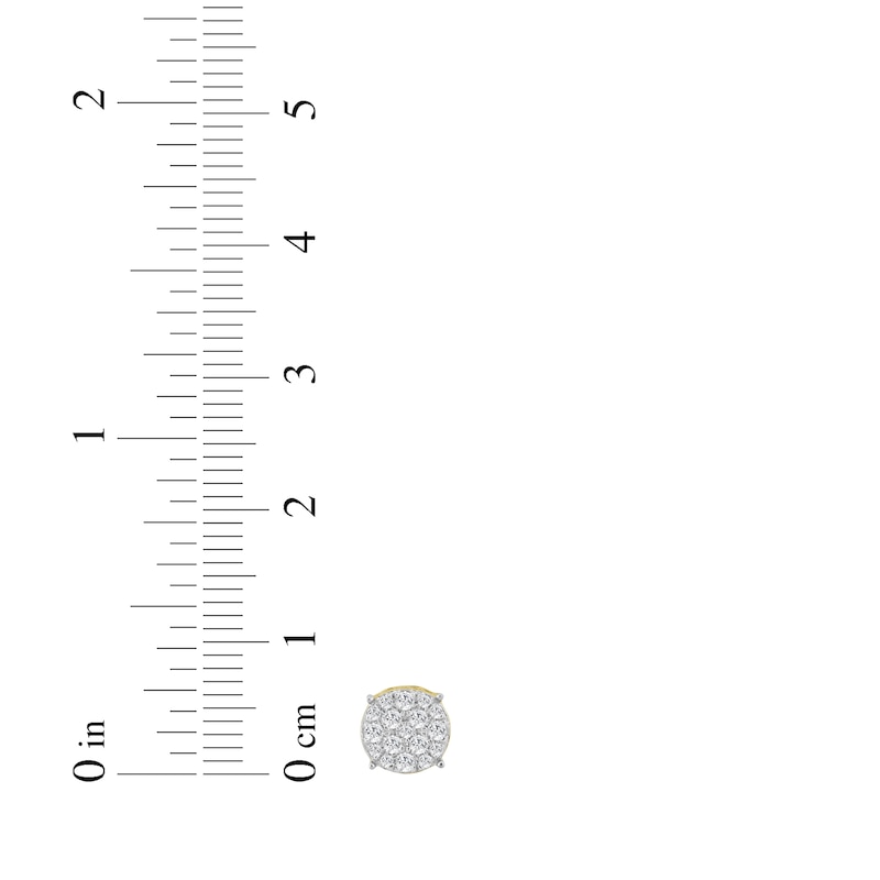 Main Image 4 of Men's Multi-Diamond Stud Earrings 1/4 ct tw 10K Yellow Gold