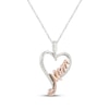 Thumbnail Image 2 of Diamond "Mom" Heart Necklace 1/5 ct tw Sterling Silver & 10K Rose Gold 18"