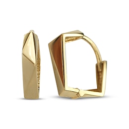 Angled Huggie Hoop Earrings 14K Yellow Gold