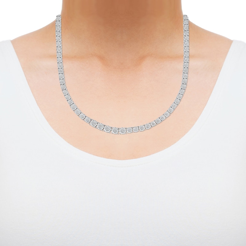 Main Image 4 of Multi-Diamond Graduated Necklace 1/4 ct tw Sterling Silver 17"