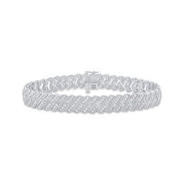 KAY Lab-Grown Diamonds Men's Cuban Link Chain Bracelet 4 ct tw Sterling Silver 8.5"