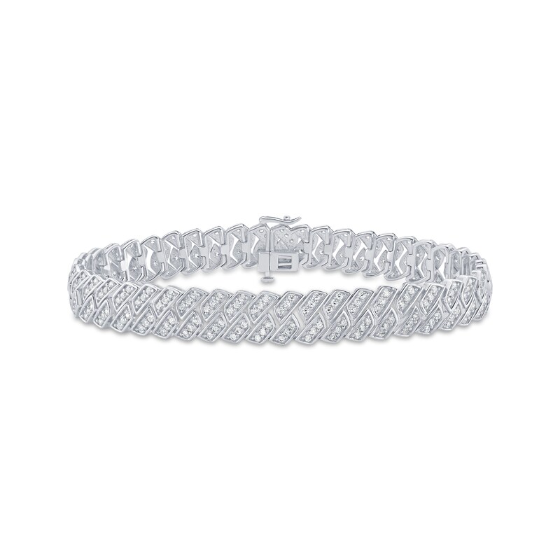 Main Image 1 of KAY Lab-Grown Diamonds Men's Cuban Link Chain Bracelet 4 ct tw Sterling Silver 8.5"