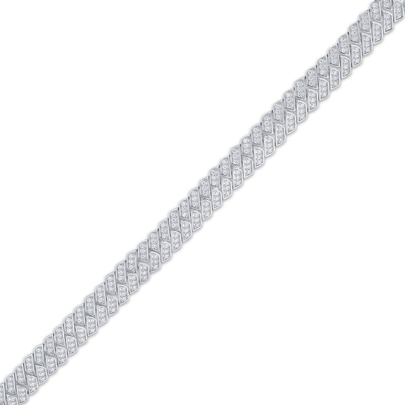 Main Image 2 of KAY Lab-Grown Diamonds Men's Cuban Link Chain Bracelet 4 ct tw Sterling Silver 8.5"
