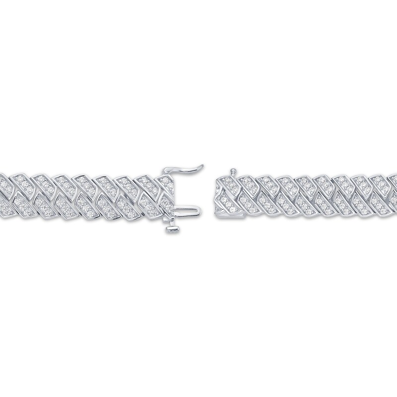 Main Image 3 of KAY Lab-Grown Diamonds Men's Cuban Link Chain Bracelet 4 ct tw Sterling Silver 8.5"