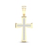 Thumbnail Image 1 of Men's Lab-Grown Diamond Pavé Flared Cross Charm 1/2 ct tw 24K Yellow Gold Vermeil Sterling Silver