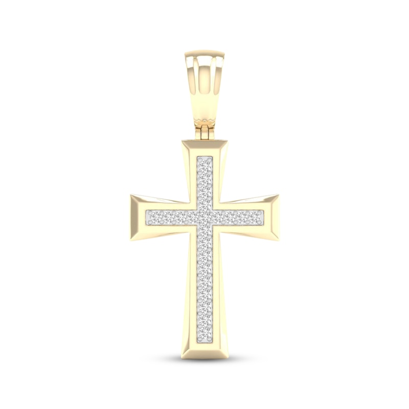 Main Image 1 of Men's Lab-Grown Diamond Pavé Flared Cross Charm 1/2 ct tw 24K Yellow Gold Vermeil Sterling Silver