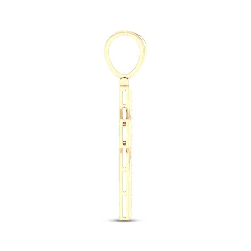 Main Image 3 of Men's Lab-Grown Diamond Pavé Flared Cross Charm 1/2 ct tw 24K Yellow Gold Vermeil Sterling Silver