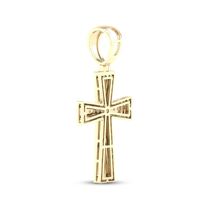 Main Image 4 of Men's Lab-Grown Diamond Pavé Flared Cross Charm 1/2 ct tw 24K Yellow Gold Vermeil Sterling Silver