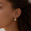 Thumbnail Image 4 of Lab-Grown Diamond Heart Halo Dangle Hoop Earrings 1/3 ct tw 24K Yellow Gold Vermeil Sterling Silver